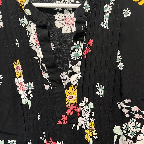 OLD NAVY long sleeve Black Dress with Floral Print and deep V neck Size Small - Picture 3 of 5